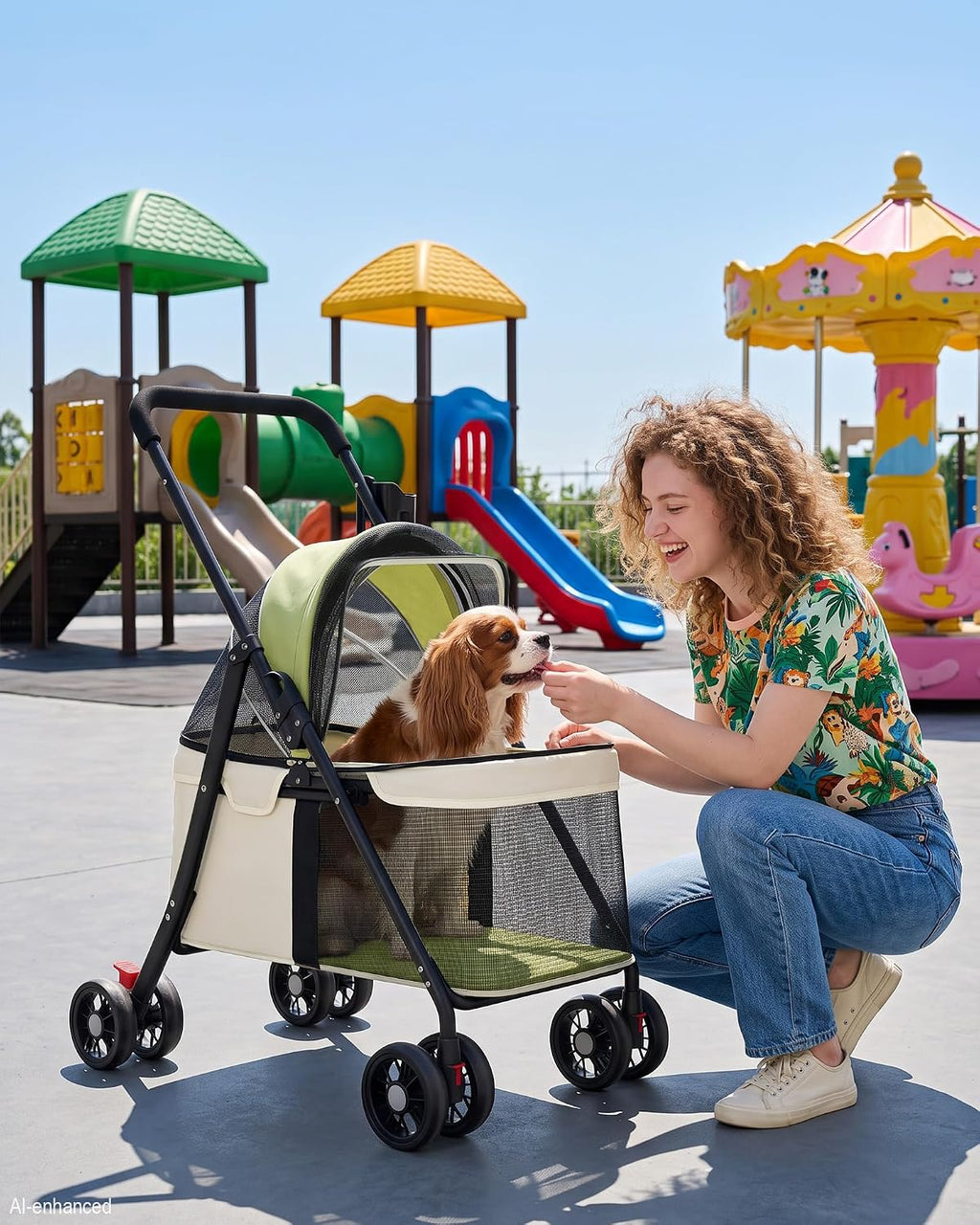 gtplayer foldable pet stroller for small dogs and, close-up detail