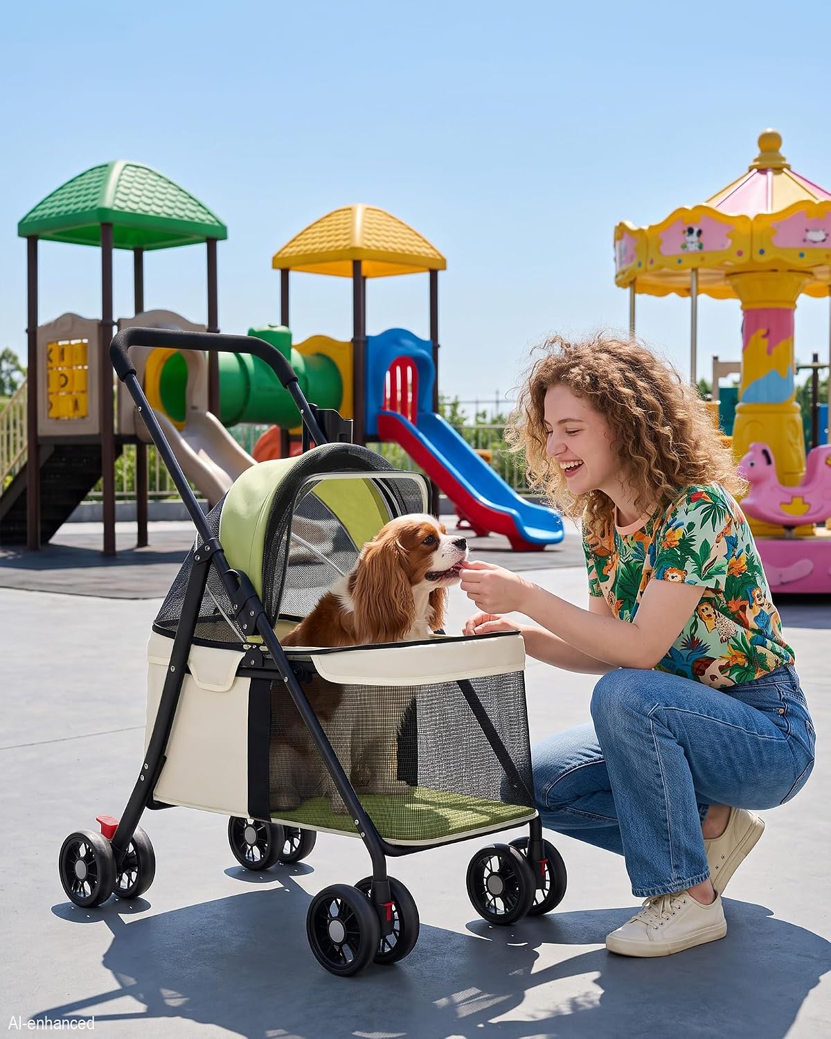 gtplayer foldable pet stroller for small dogs and, close-up detail