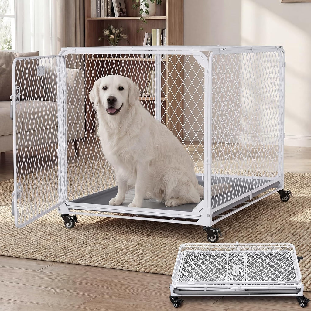 42 inch collapsible dog crate with diamond mesh, main product view