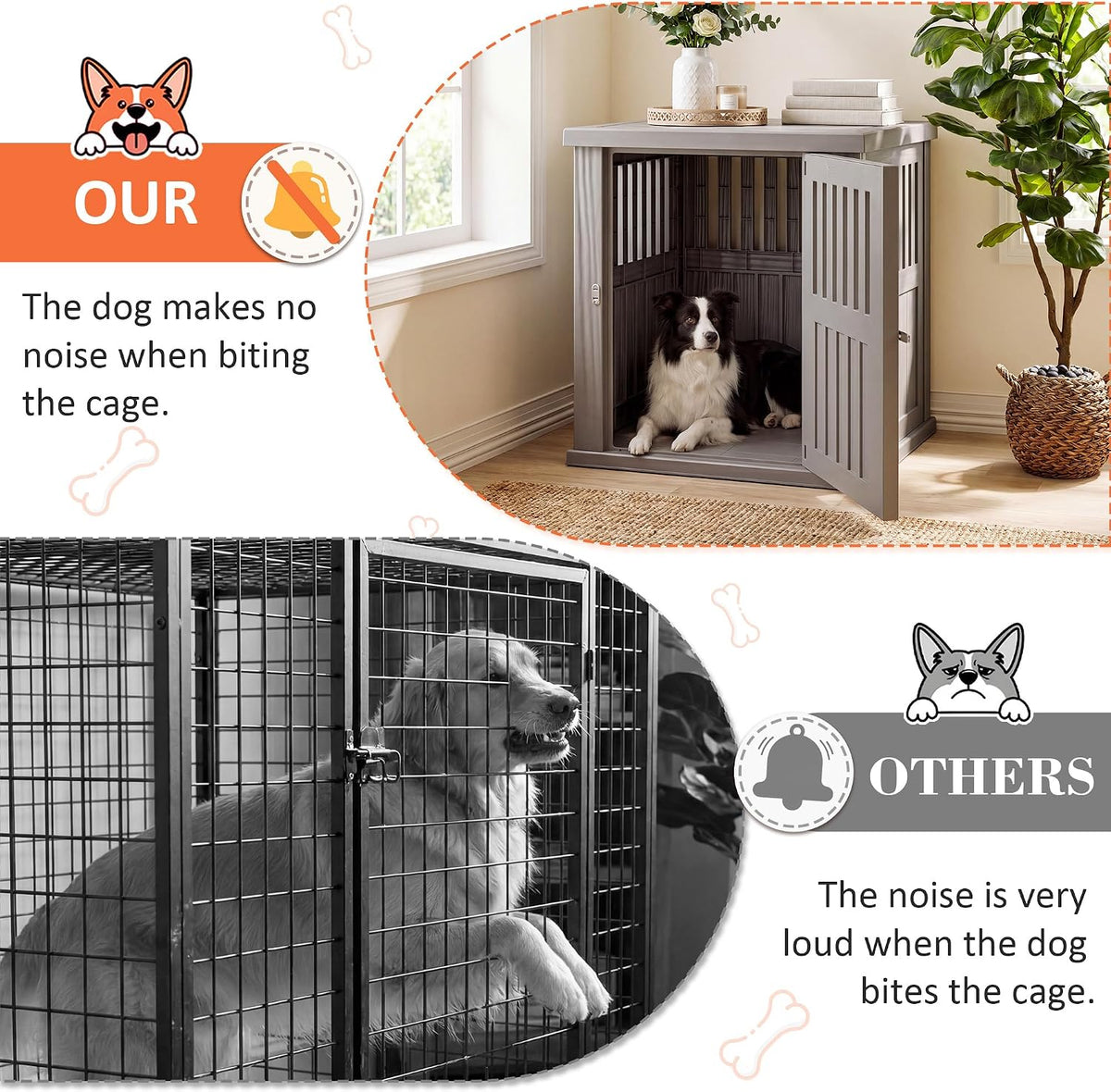 fancyango heavy duty dog crate furniture lockable indoor, close-up detail