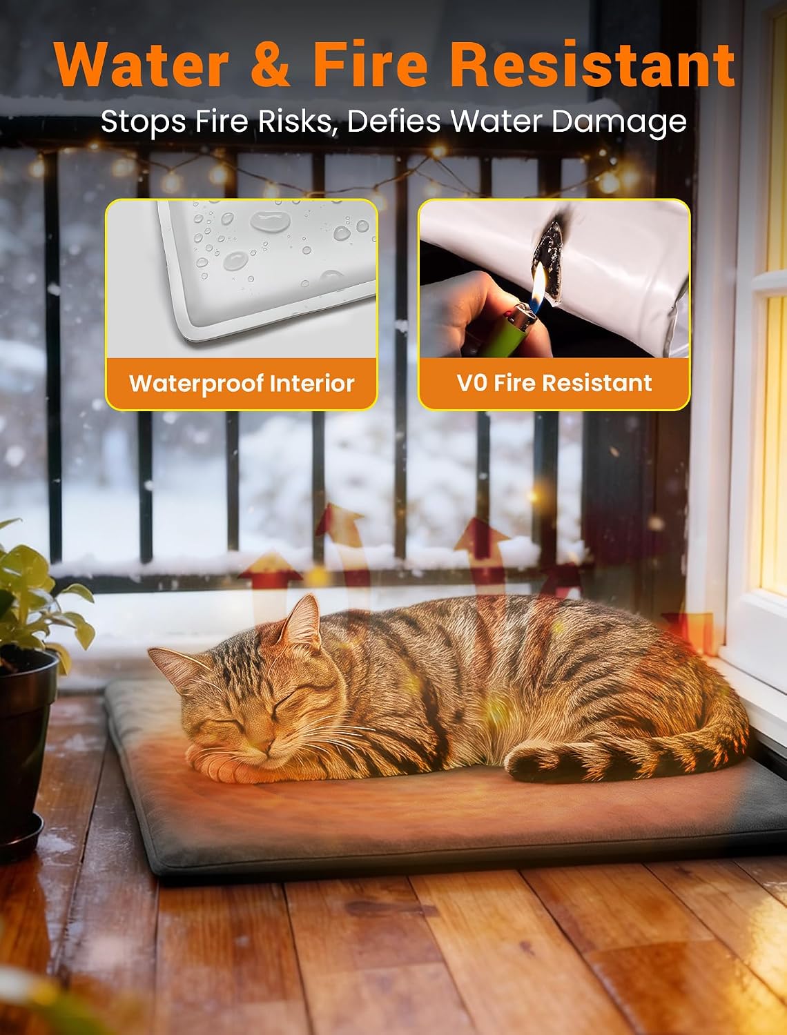 petnf outdoor pet heating pad for feral cats showing dimensions