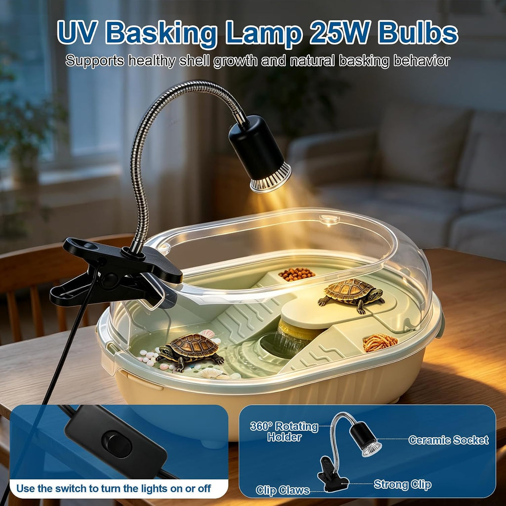 turtle tank kit, all in one turtle aquarium showing dimensions