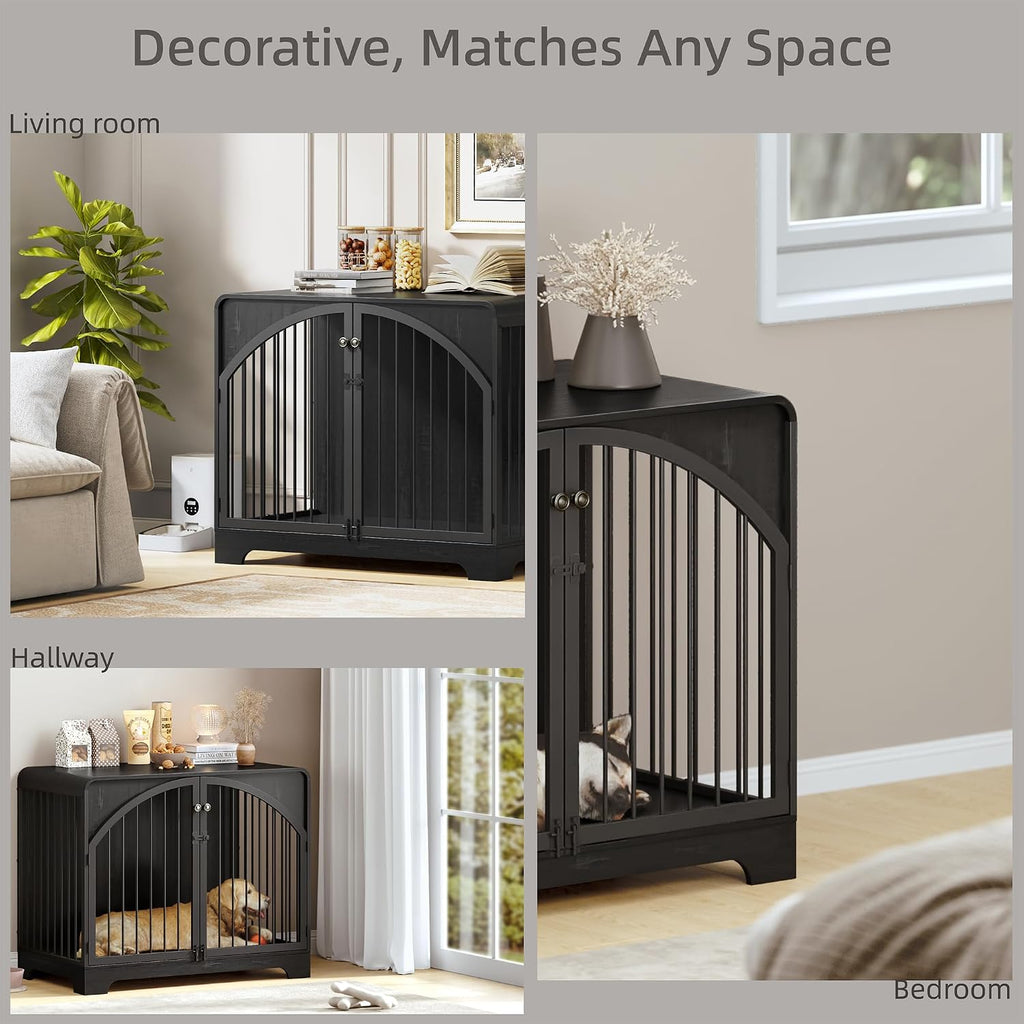 31.5" farmhouse dog crate furniture for small dogs on a desk or shelf