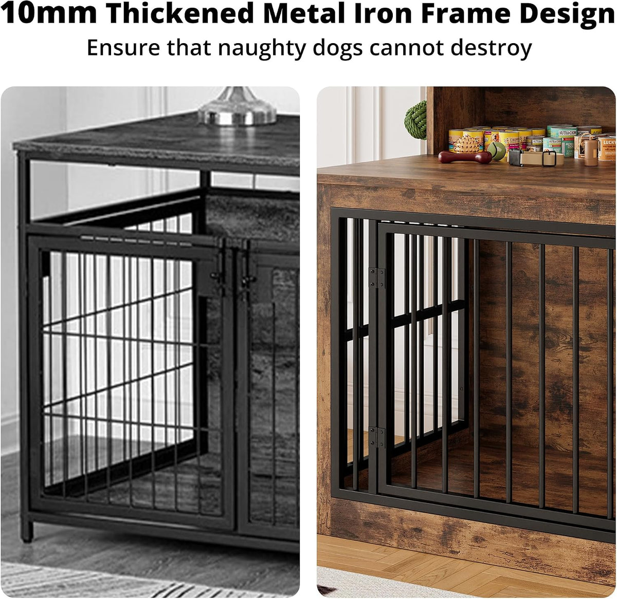 ironck dog crate furniture, 43.3 inches wooden large on a desk or shelf