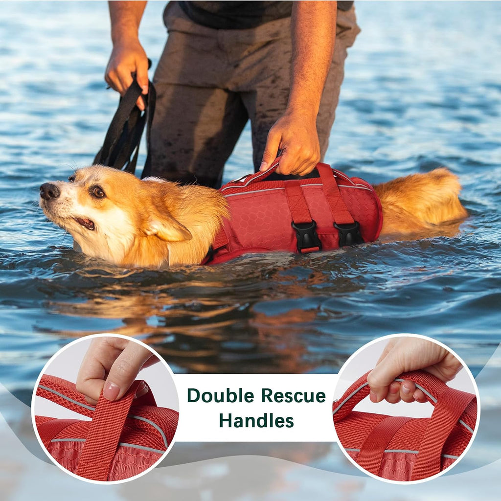 kuoser dog life jacket, high flotation reflective dog on a desk or shelf