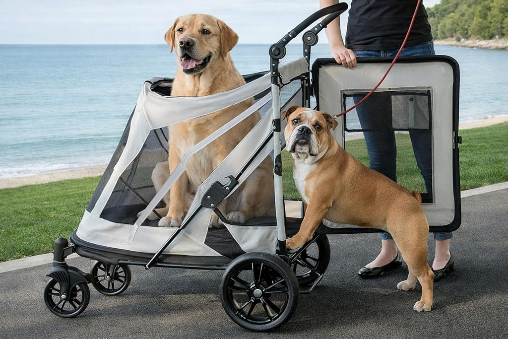 pet gear no-zip expedition pet stroller, light graphite, main product view