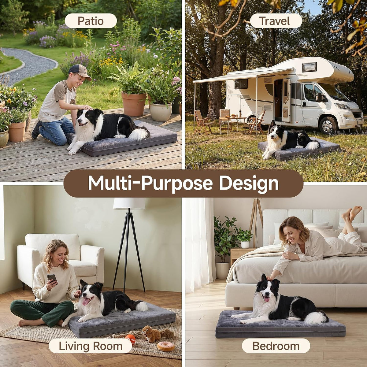 xxl dog bed, waterproof dog crate bed, extra, front angle view