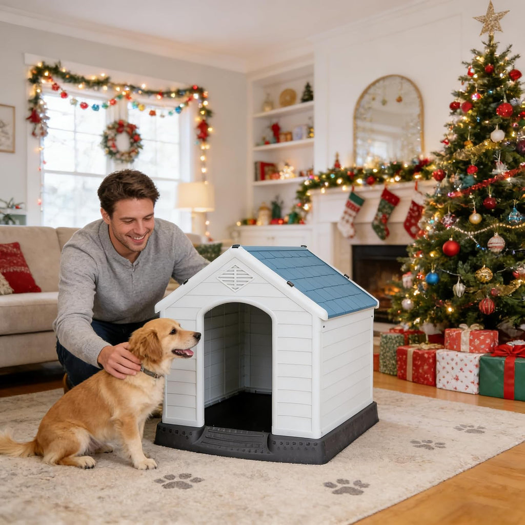 large plastic dog house indoor outdoor durable ventilate on a desk or shelf