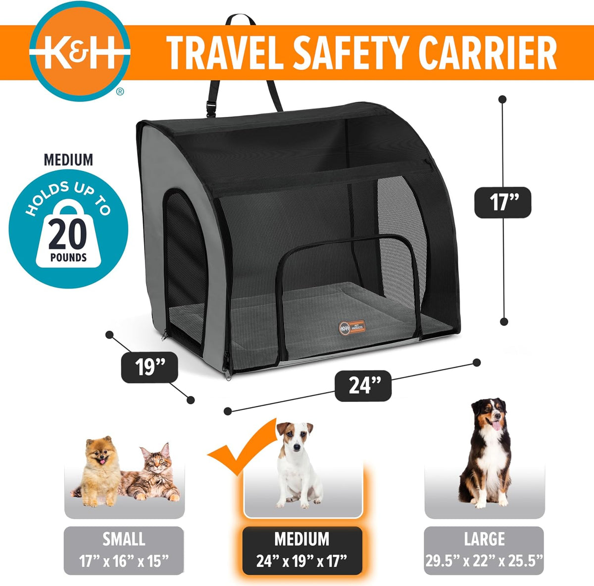 k&h dog car seat, travel safety carrier for shown in use