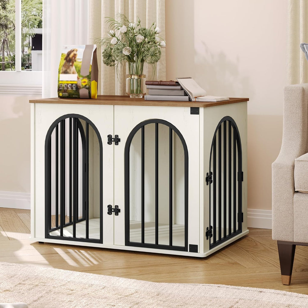 hzuaneri 31.5 in dog crate furniture,dog kennel indoor, front angle view
