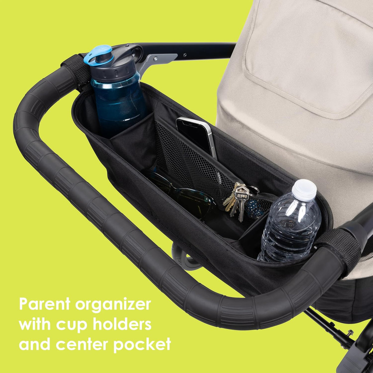 baby trend navigator 2-in-1 stroller wagon, desert tan showing dimensions