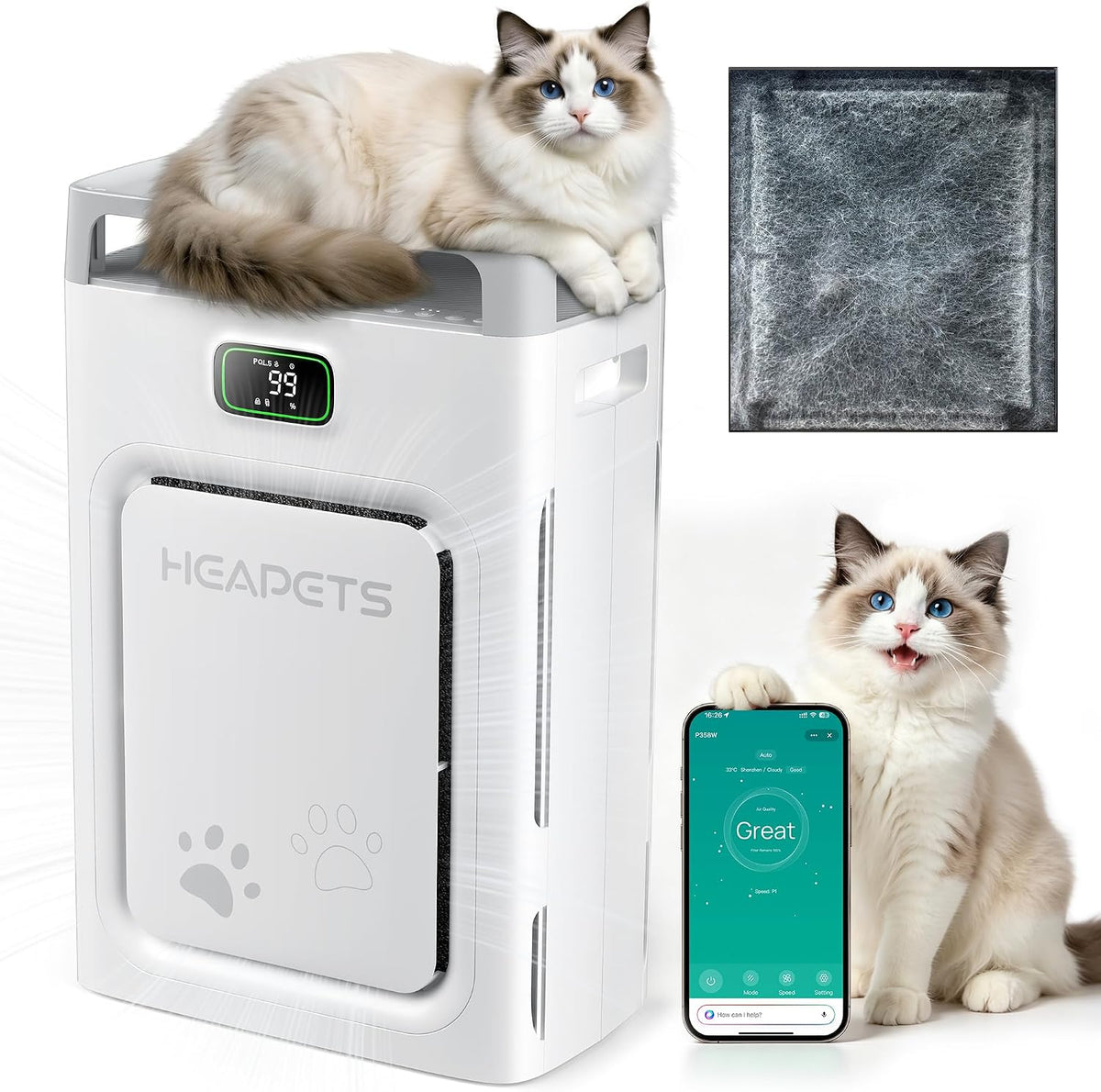 pet air purifier for home 2500 sq ft, main product view