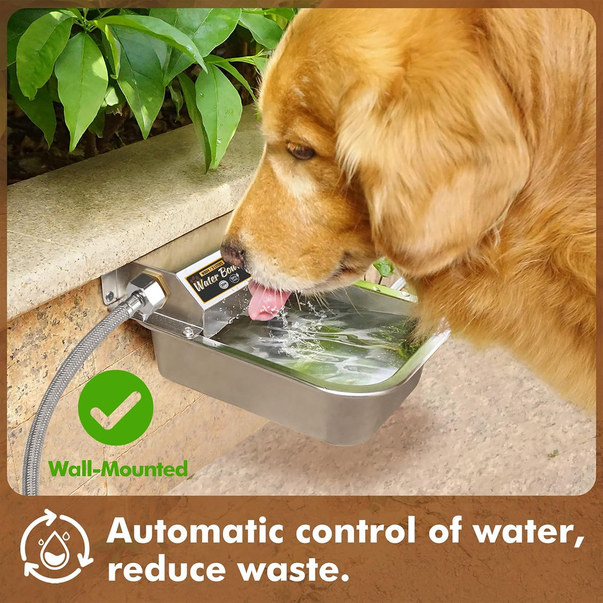petten 3l automatic dog water bowl dispenser, stainless showing dimensions