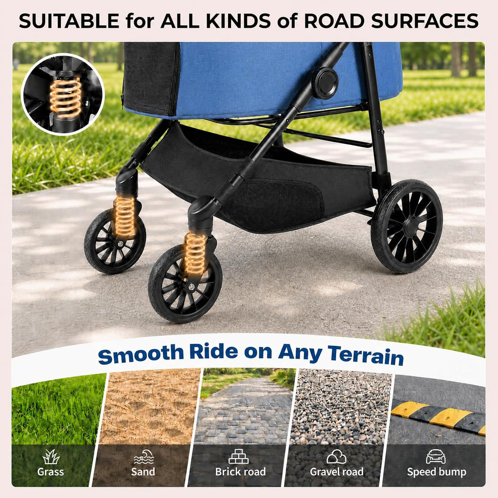 mamizo pet stroller for medium dogs up to showing dimensions