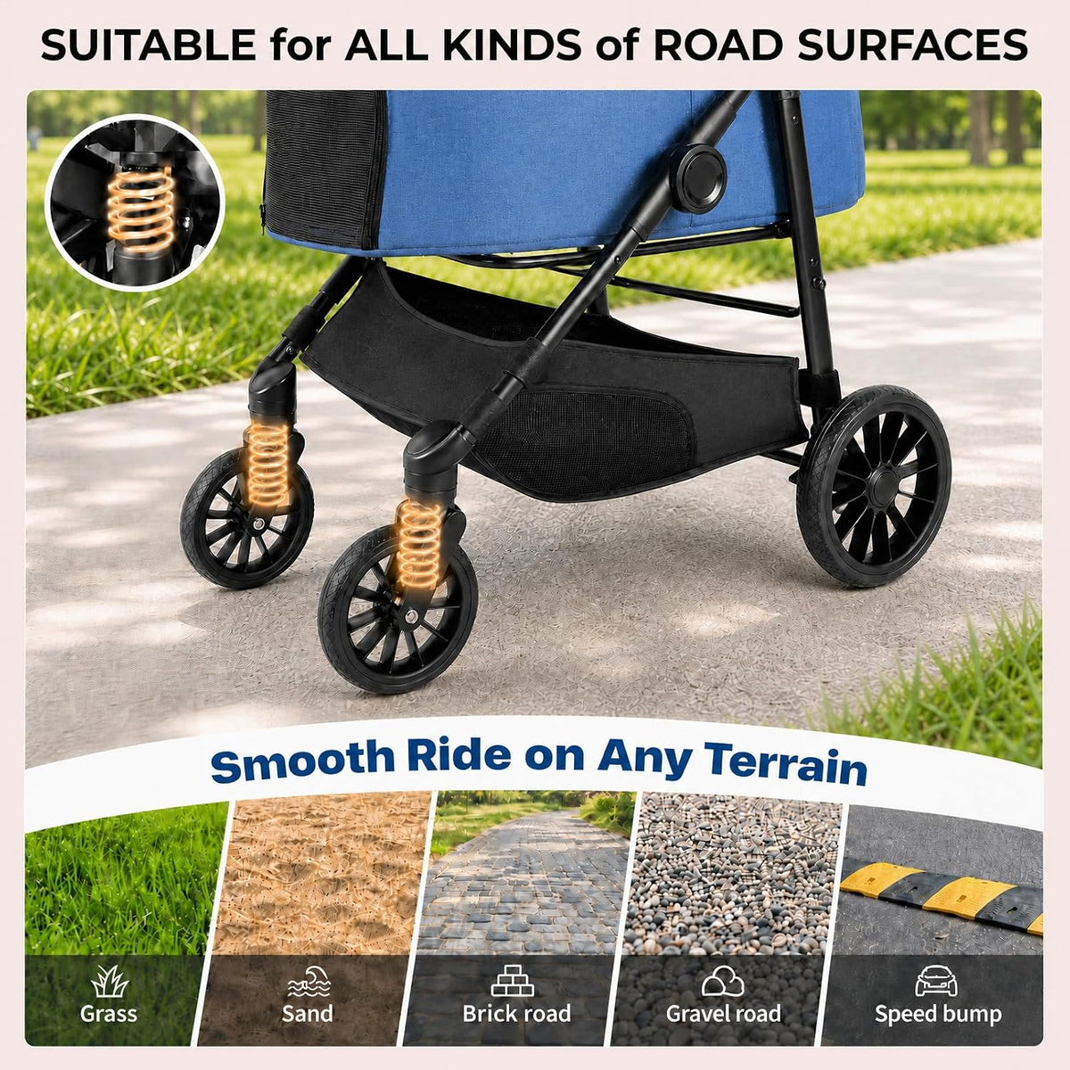 mamizo pet stroller for medium dogs up to showing dimensions