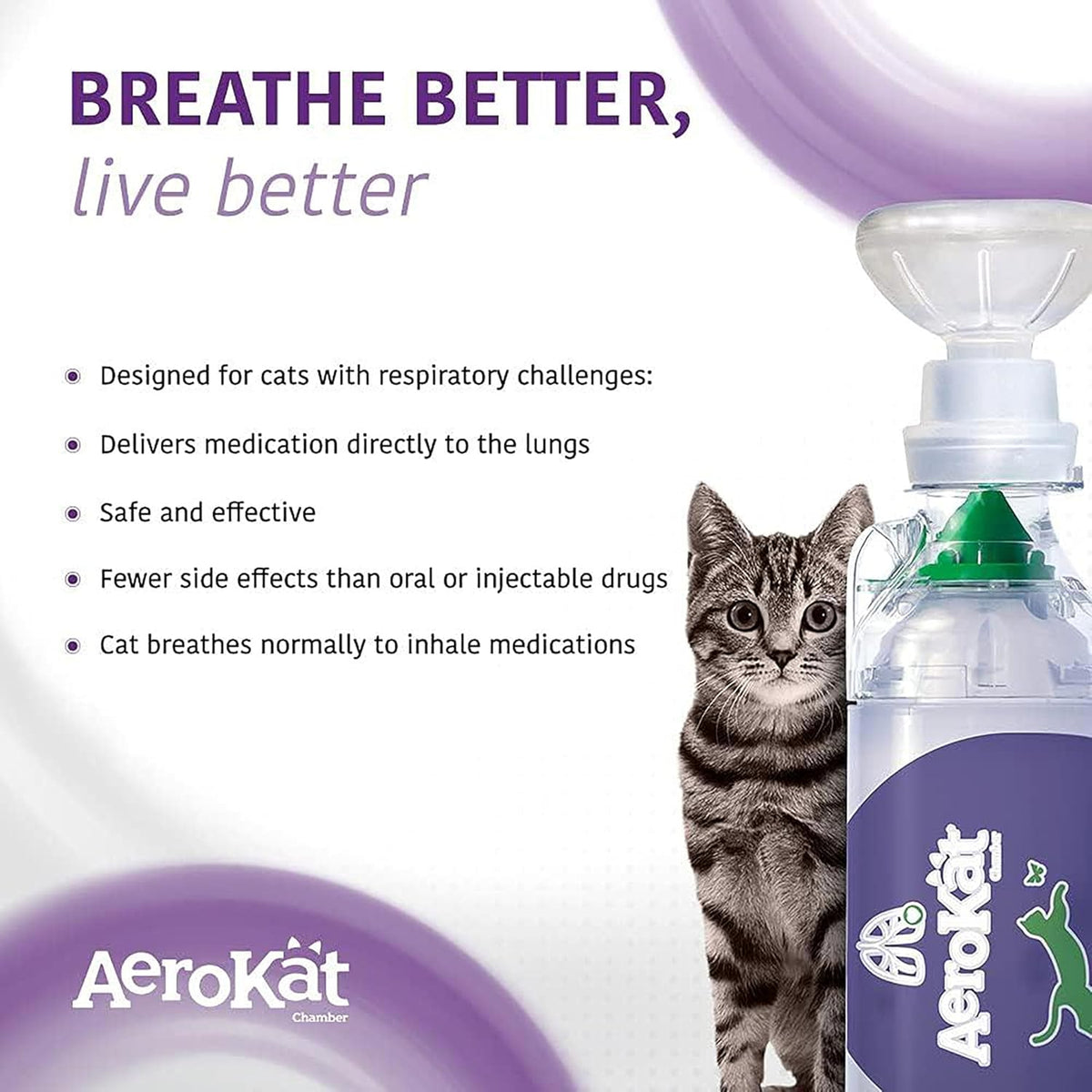 aerokat the original feline aerosol chamber inhaler spacer shown in use