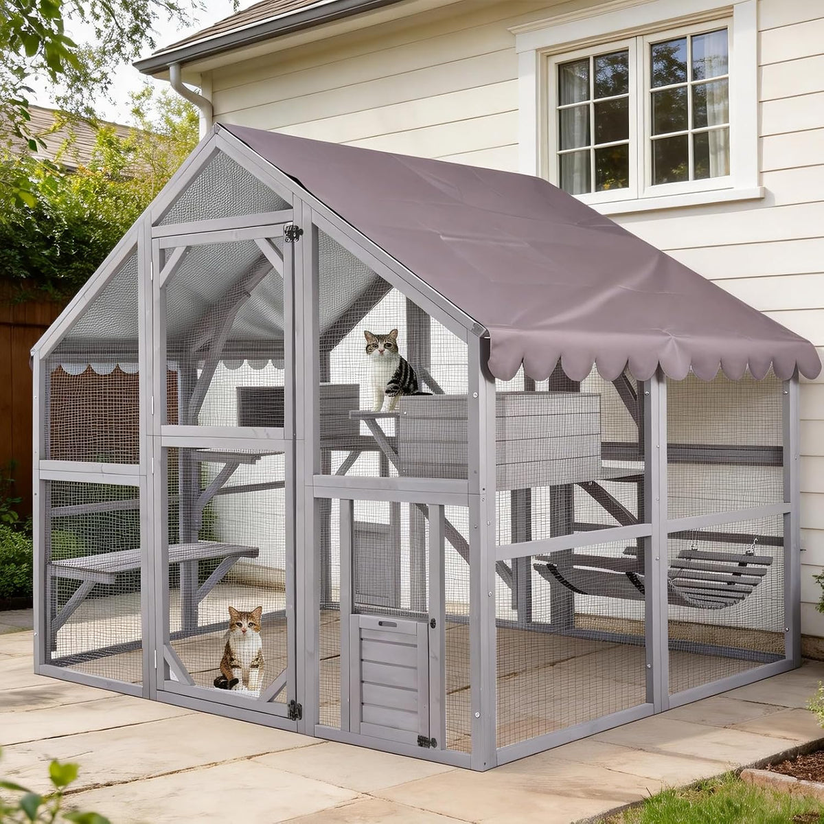 large catio outdoor cat enclosure, 74’’ cat house, main product view
