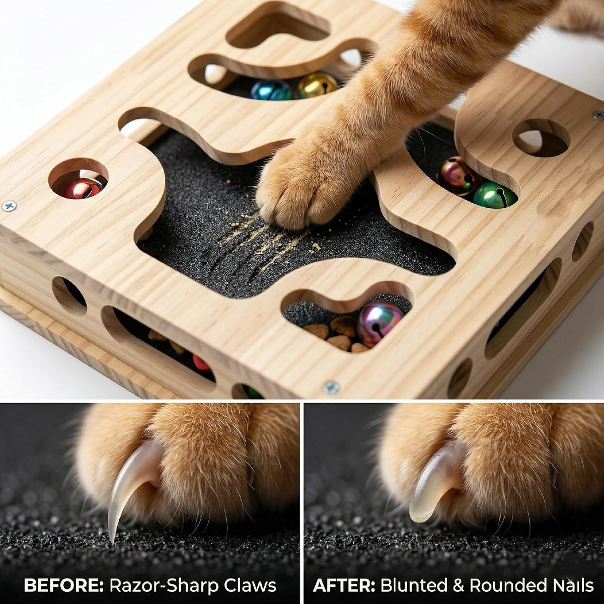 eiodear cat nail file scratcher with sandpaper pads showing dimensions