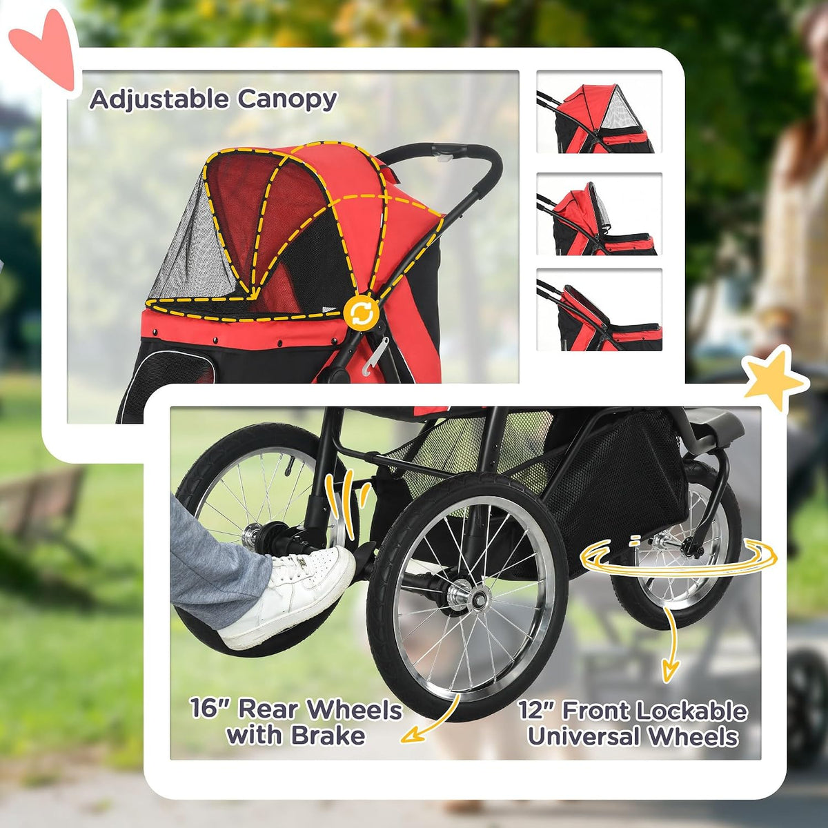 pawhut 3 wheels pet stroller for small and on a desk or shelf