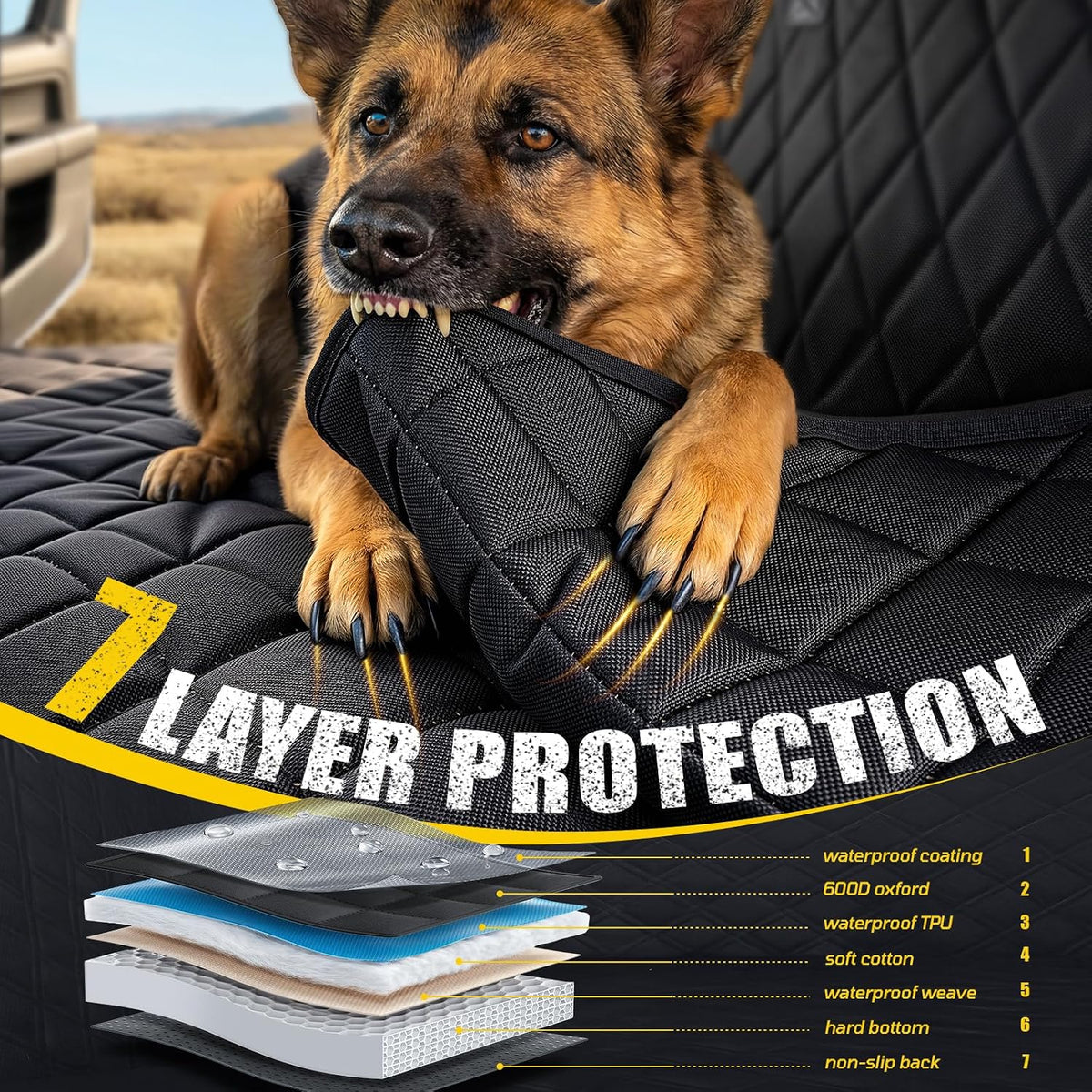 rorhxia heavy-duty dog car seat cover for back, side view