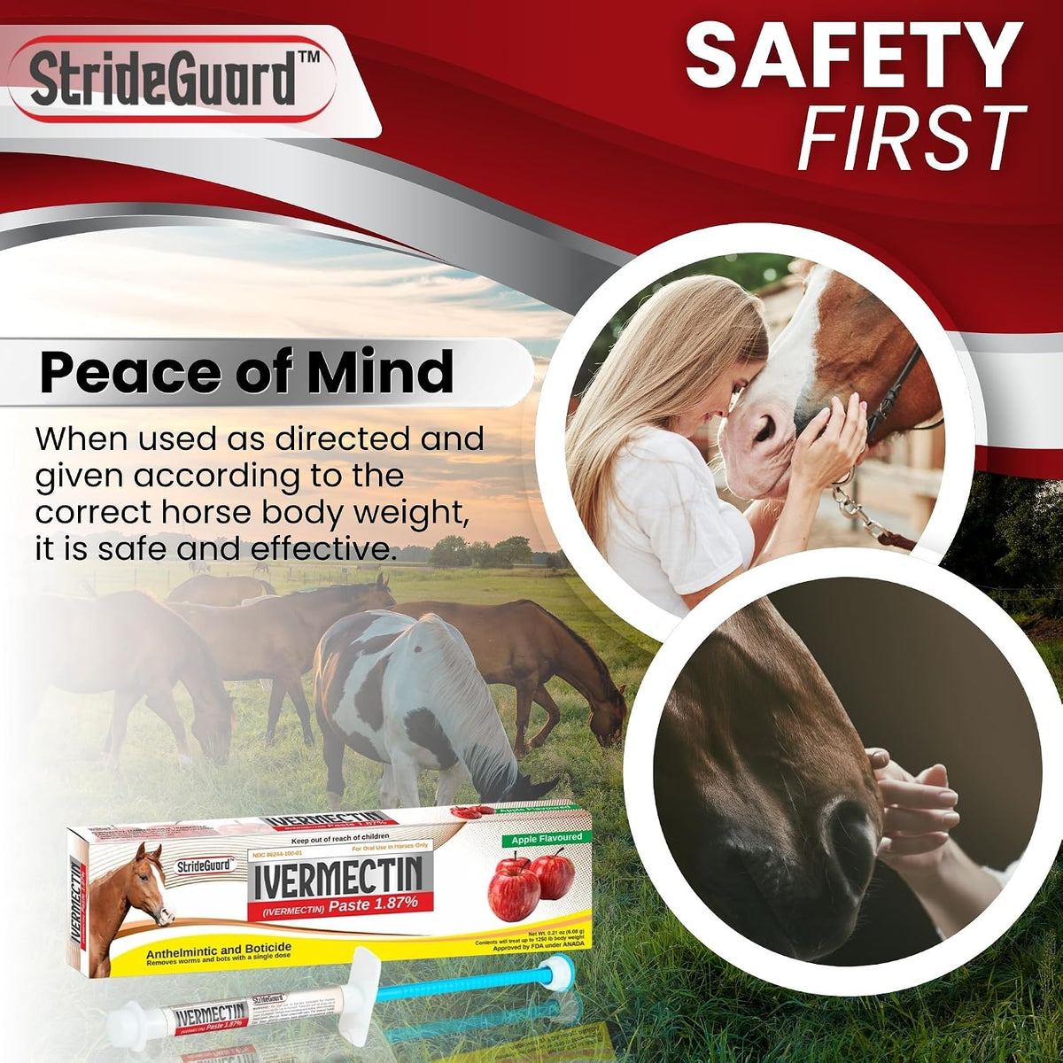 horse ivermectin paste 1.87% – apple flavored oral, close-up detail