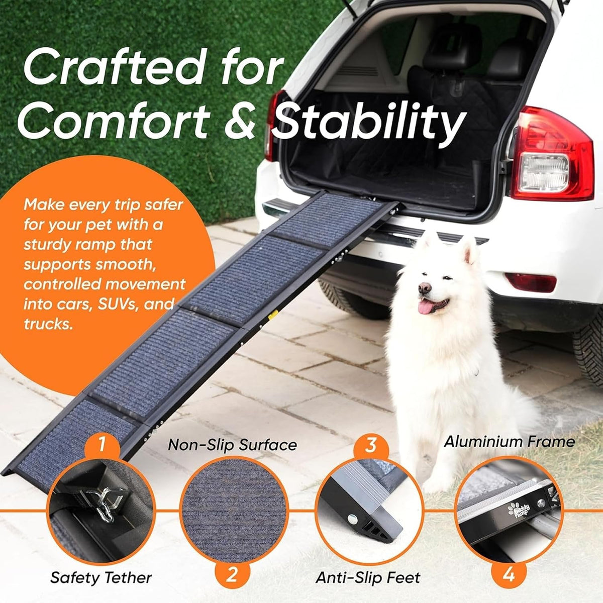 dog ramp for car & back seat cover, side view