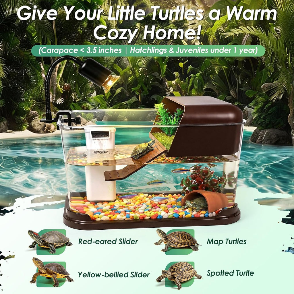 turtle tank starter kit,all-in-one aquatic turtle aquarium habitat, close-up detail