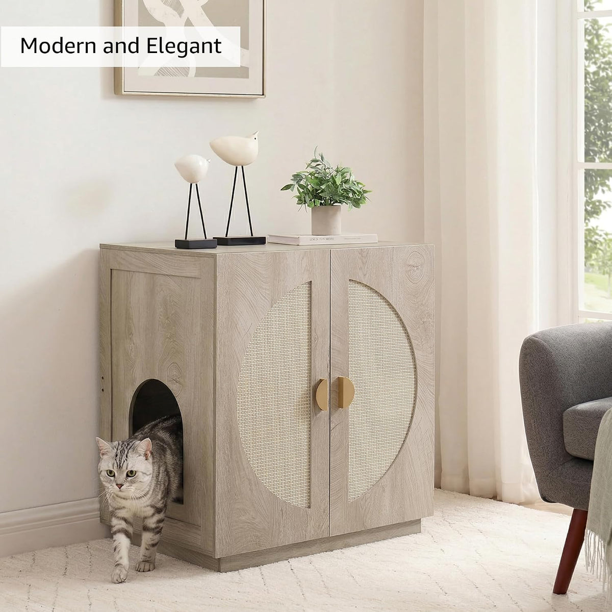 unipaws tall cat litter box enclosure for tall shown in use