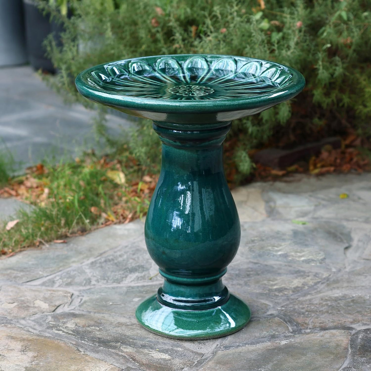 luxenhome 22 inch ceramic bird bath for outside, main product view