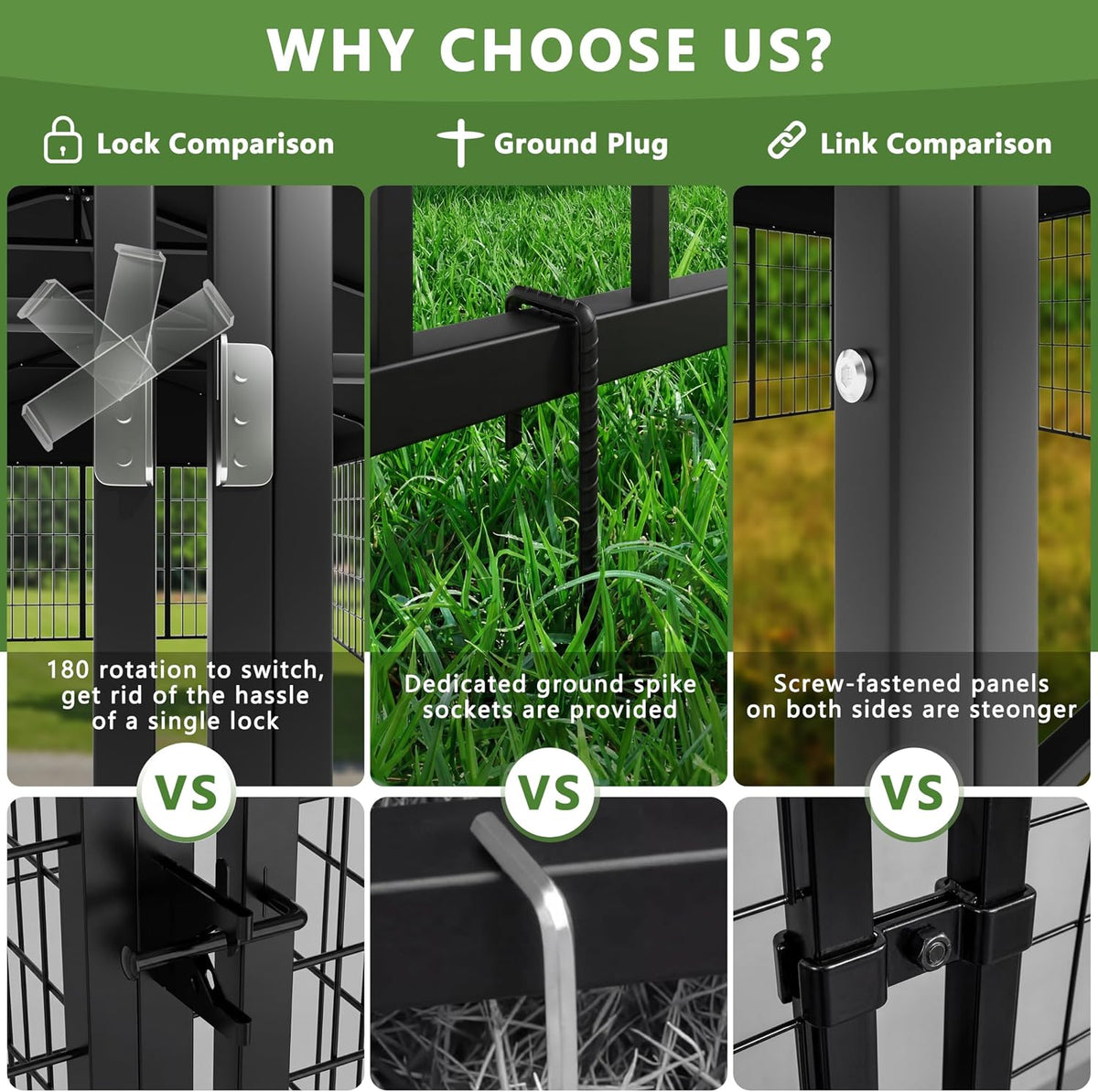 10x10x6 ft large dog kennel outdoor, heavy duty shown in use