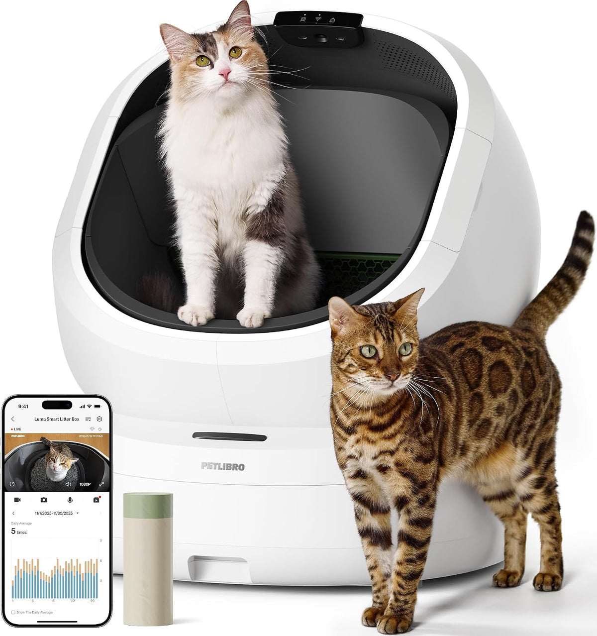 petlibro automatic litter box with ai-camera waste analysis, main product view