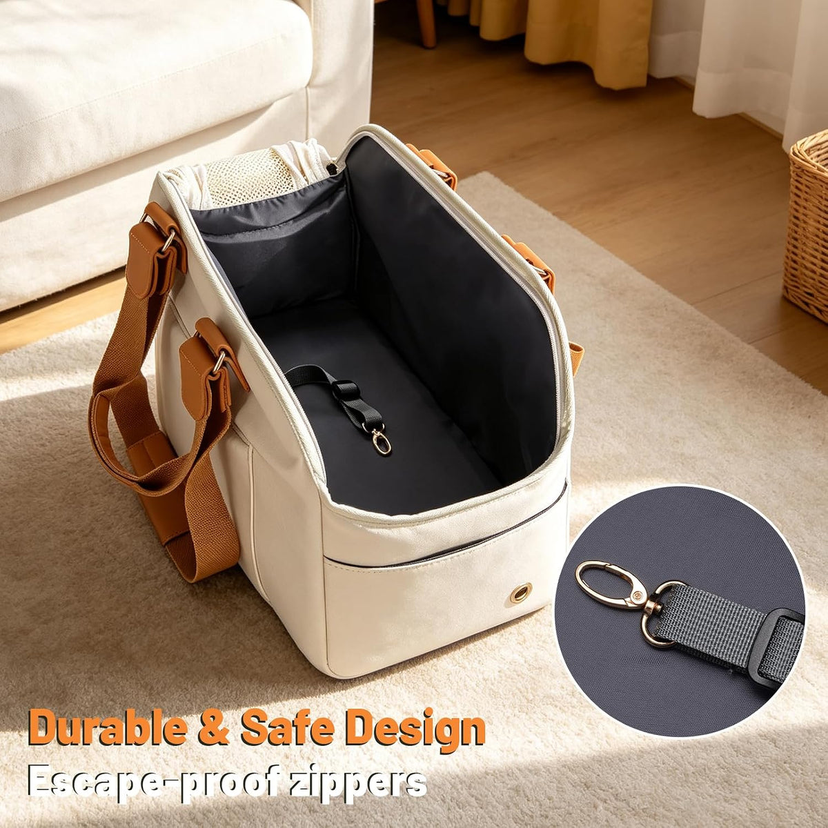 dog carrier purse for small dogs cat, vegan showing dimensions