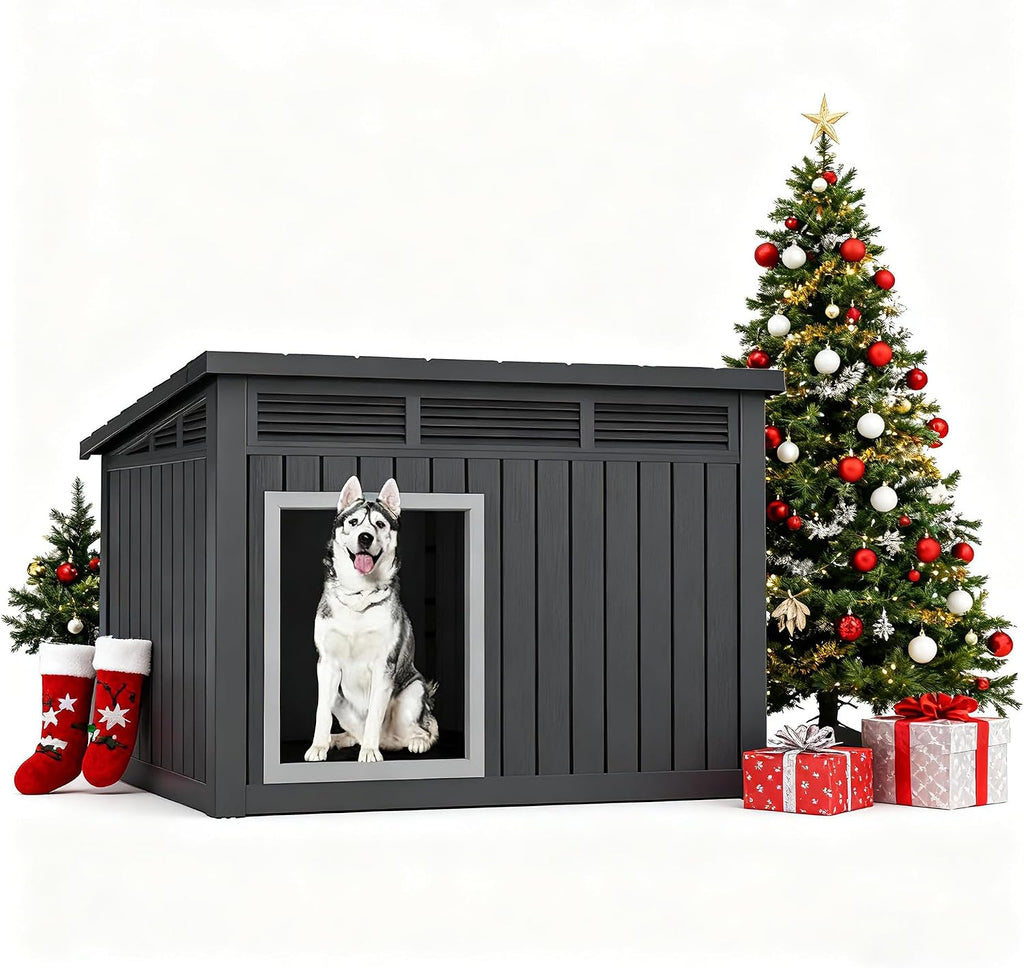 fancyango large dog house with weatherproof roof for, view 9