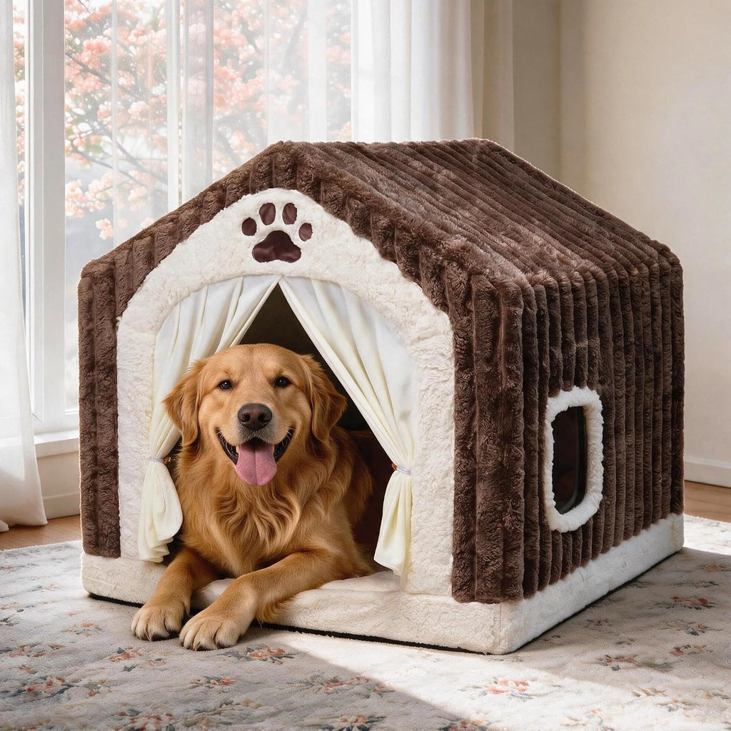luxury dog house indoor, warm double-layer dog cave, main product view