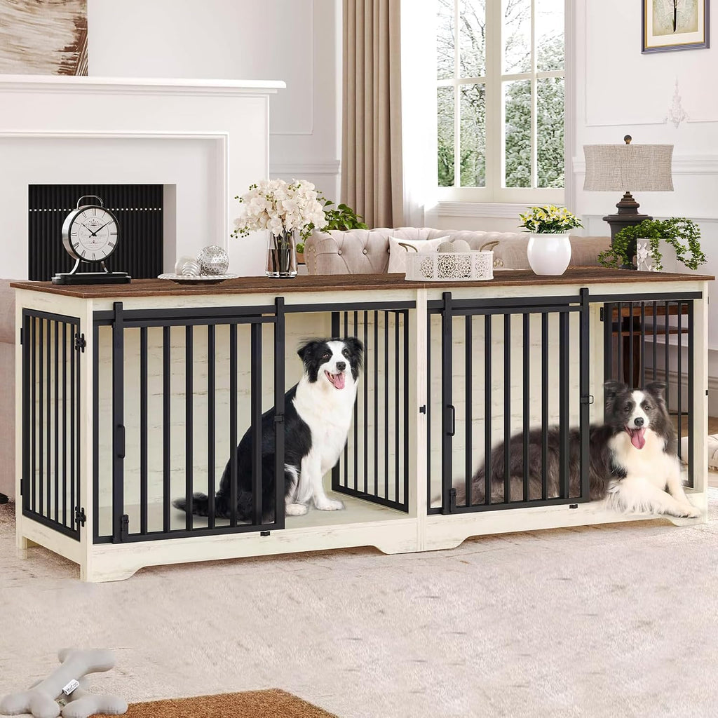 hzuaneri 77.6 in double dog crate furniture, dog, main product view