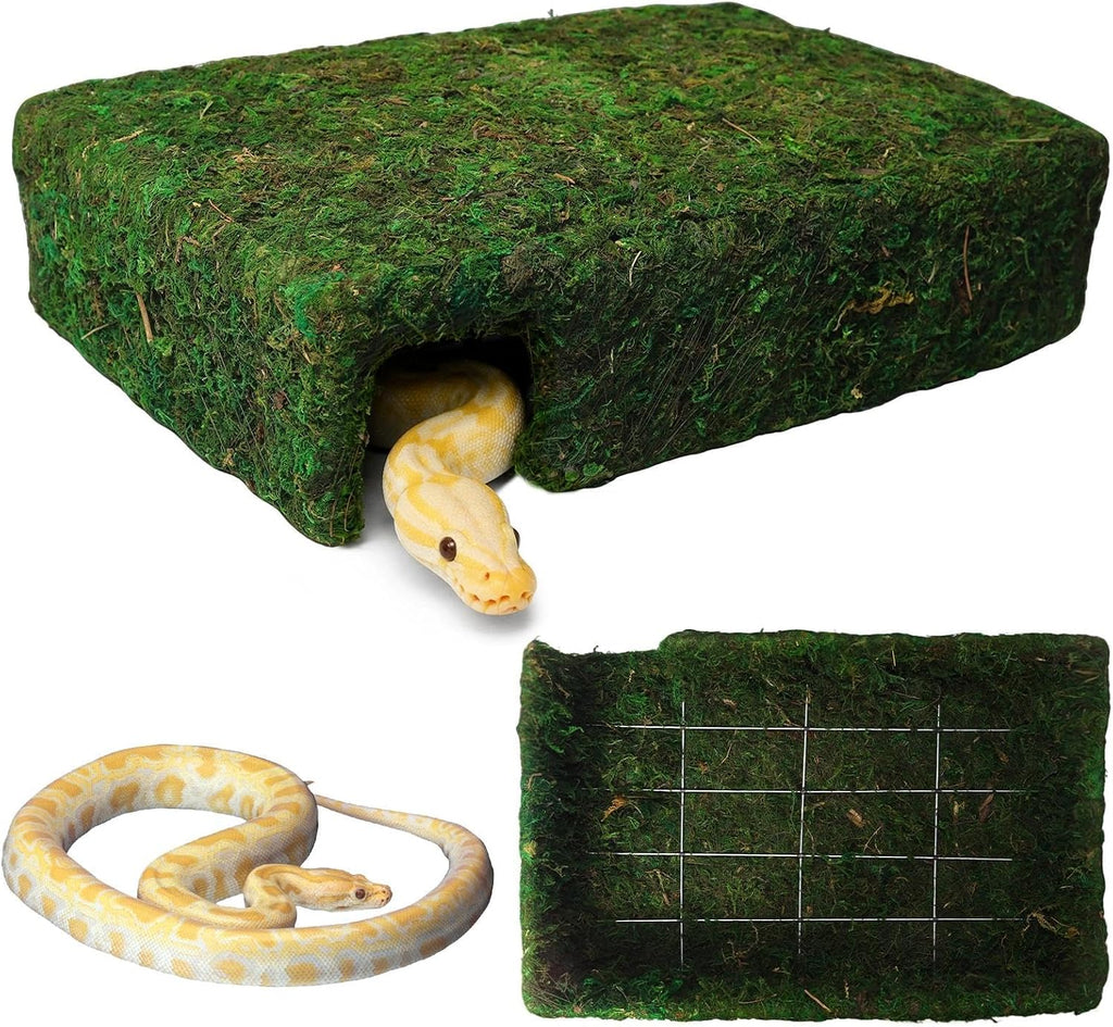 l size green moss cave hide, reptile shelter, main product view
