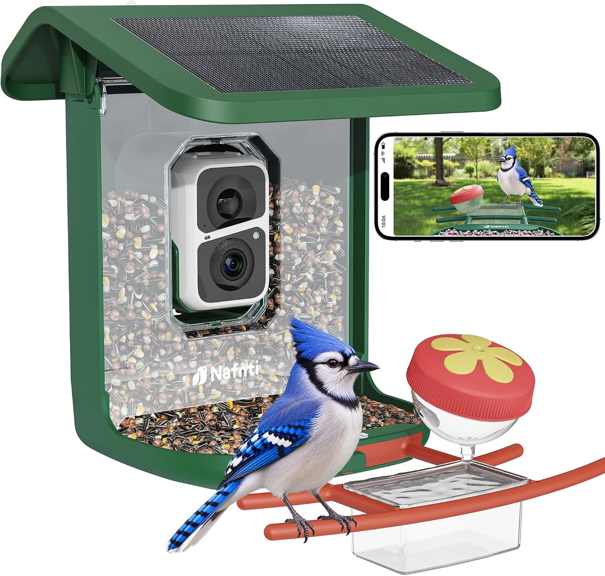 bird feeder with camera solar powered, 5ghz, 2k, main product view
