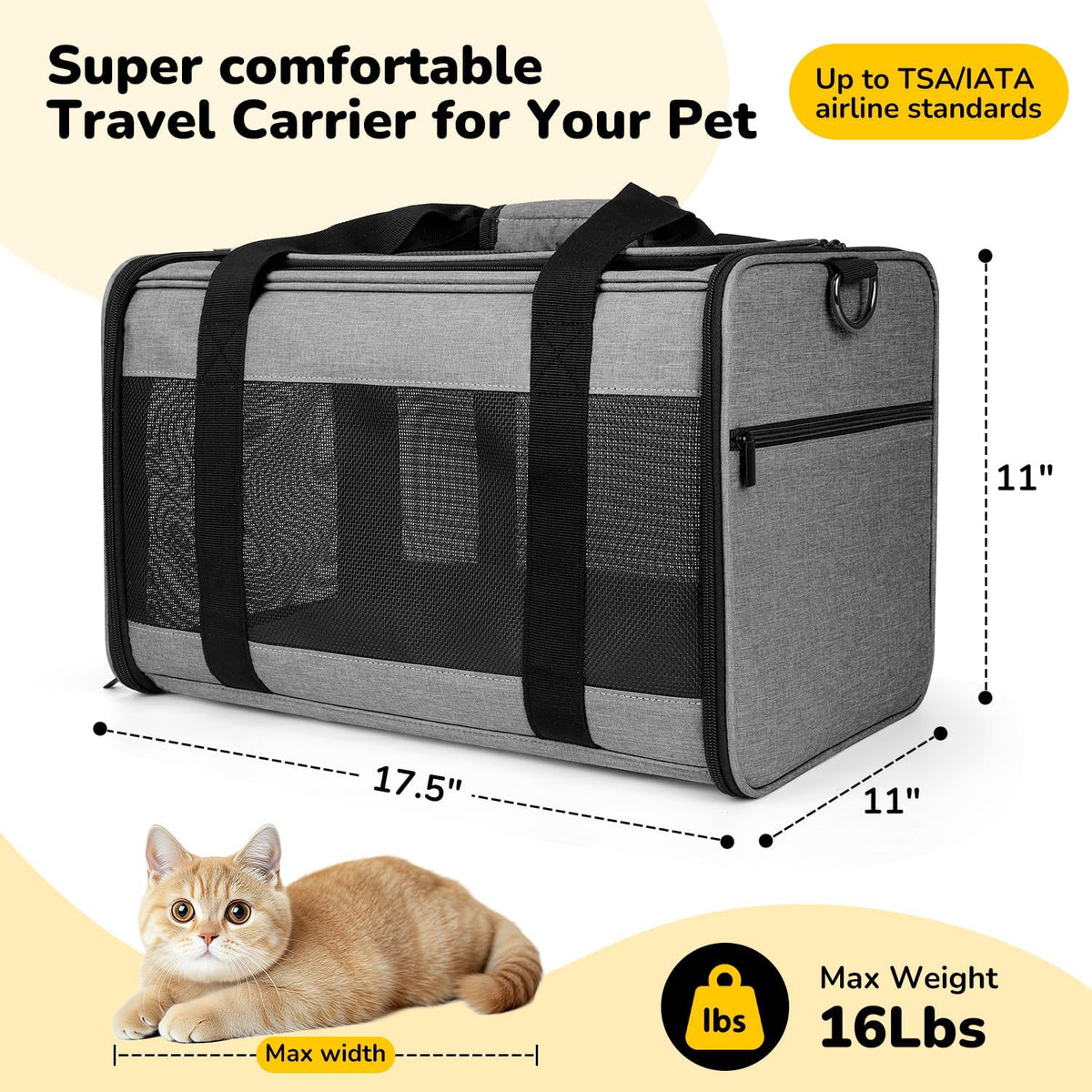 hipubby cat carrier dog carrier for pets up, side view