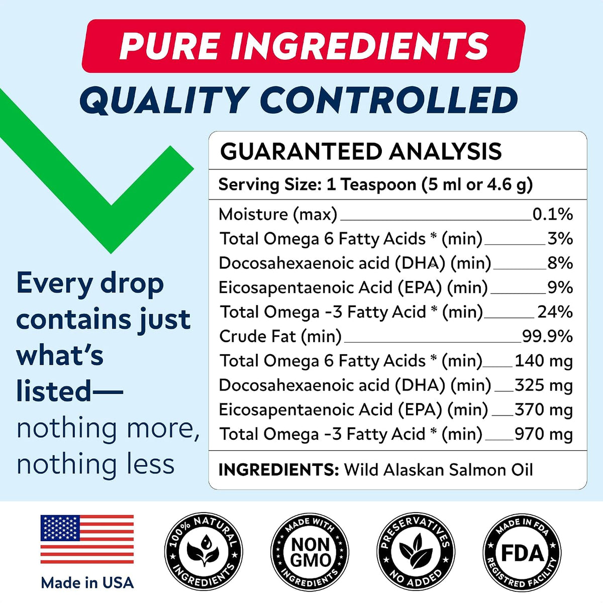wild alaskan salmon oil for dogs & cats showing dimensions