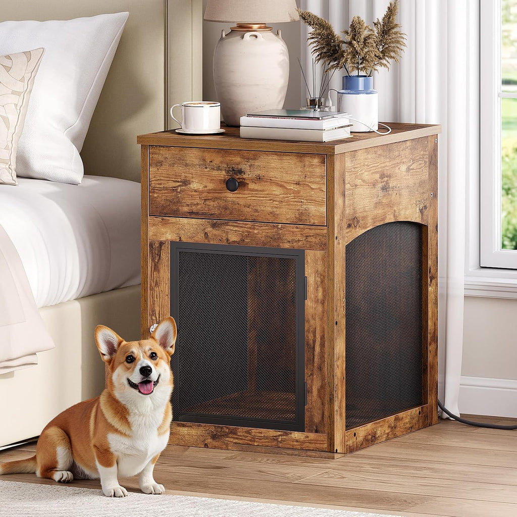 hoobro dog crate furniture, dog kennel with drawer, main product view