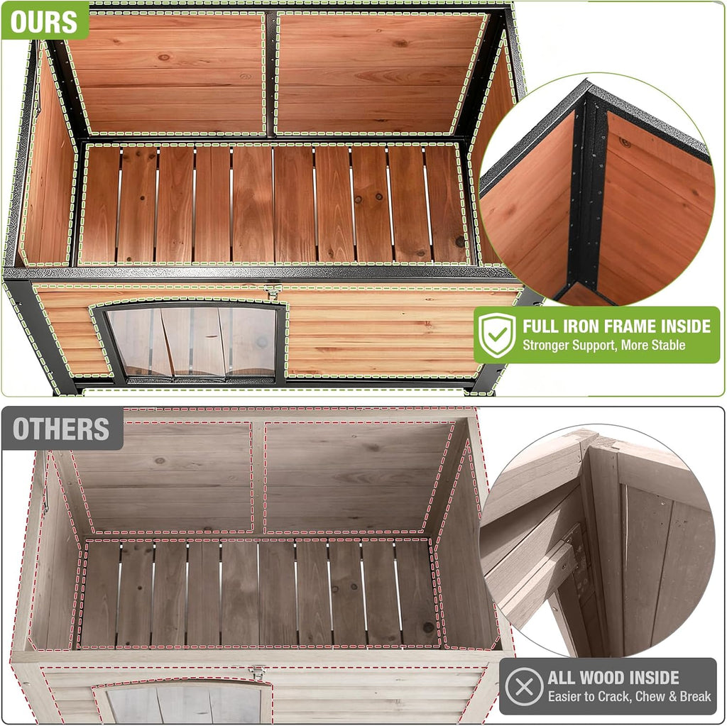 gutinneen large outdoor insulated&heated dog house weatherproof dog, close-up detail