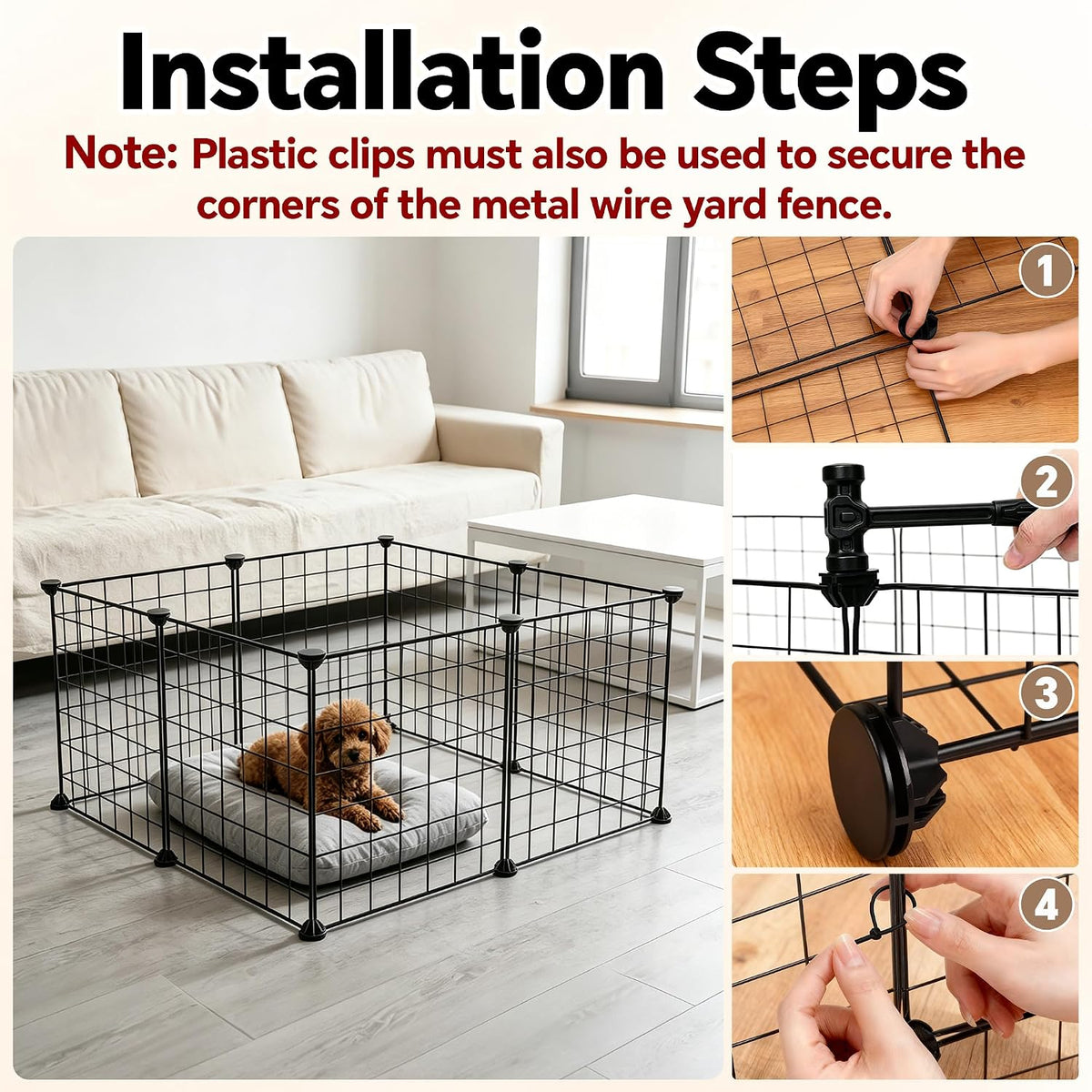 16 panels small animal playpen, pet playpen, puppy, side view