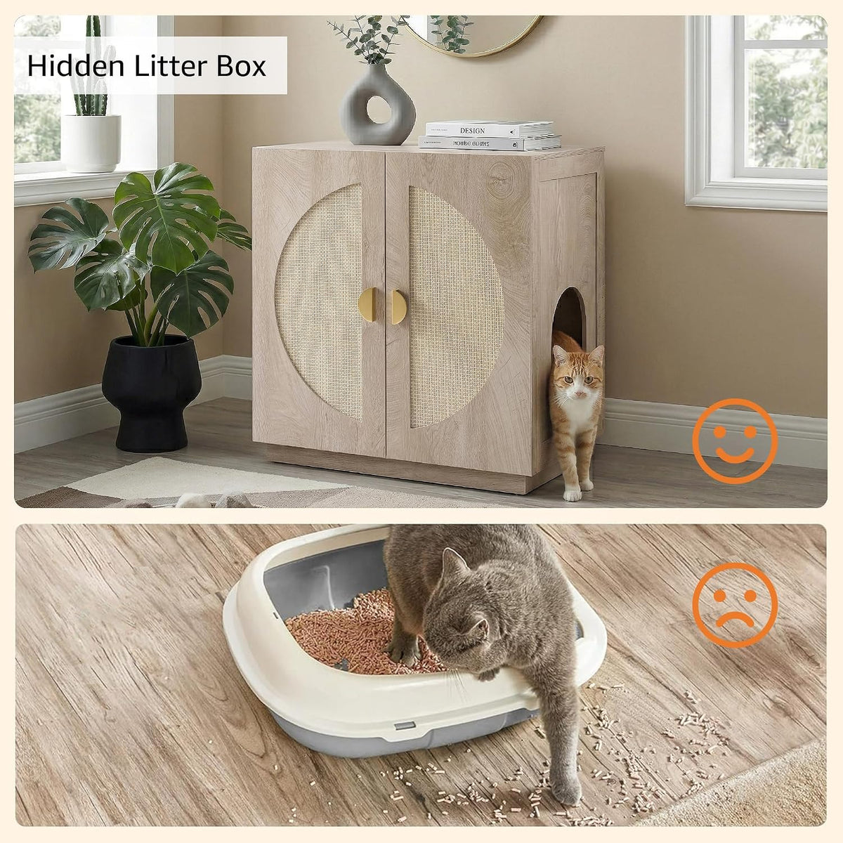 unipaws tall cat litter box enclosure for tall, side view