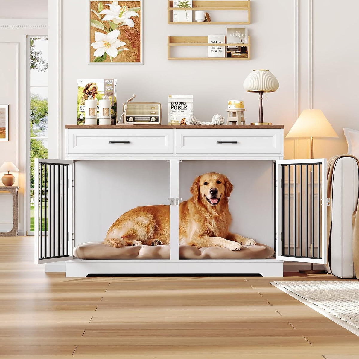 dog crate furniture 47" wooden dog kennels for, side view