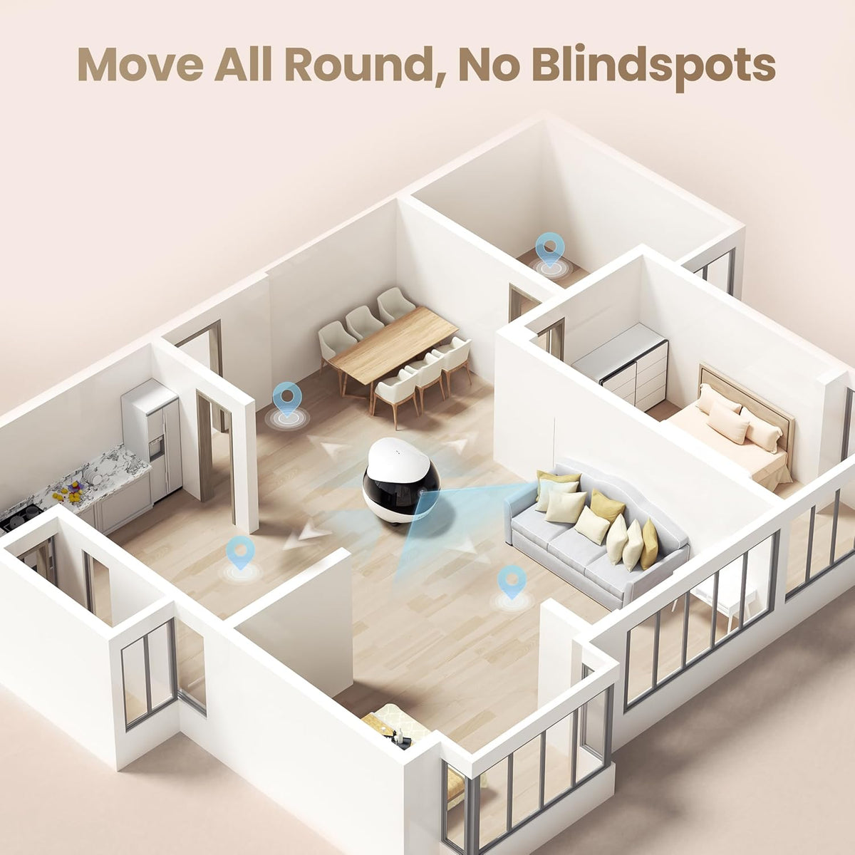 enabot ebo air 2 mobile pet camera robot:, close-up detail