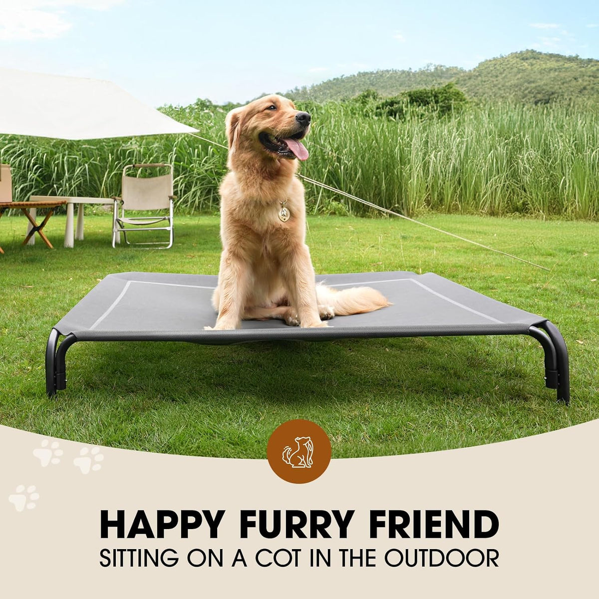 czpalo outdoor elevated dog bed for large sized shown in use
