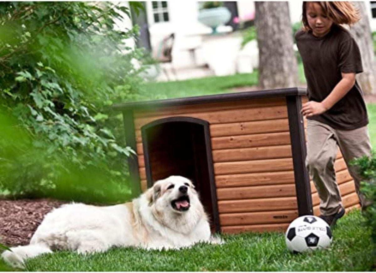 precision pet products extreme outback log cabin dog, side view