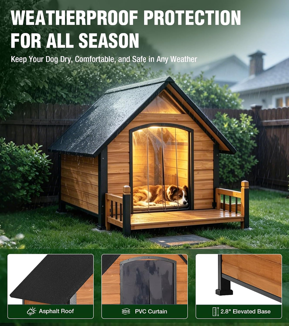 gutinneen extra large dog house outdoor with reinforced showing dimensions