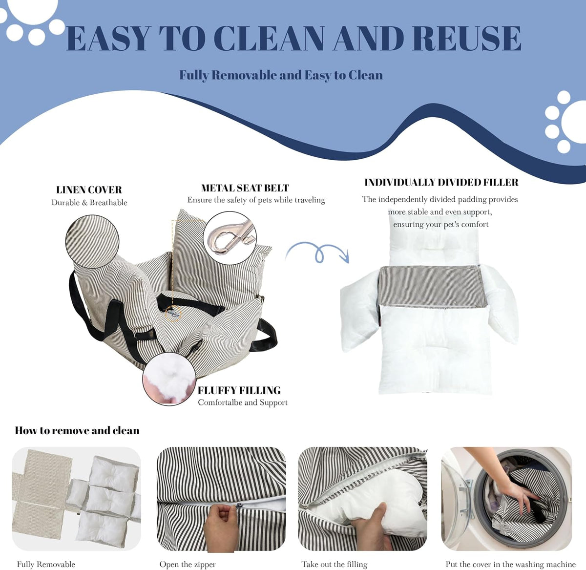 versatile dog booster car seat bed for small, close-up detail