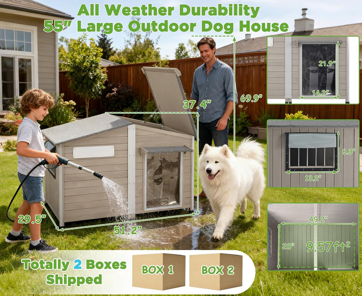 petscosset large dog house outdoor indoor -55" weatherproof, package contents